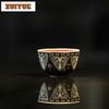 2pc/set Handmade Imitation Lacquer Black Red Octagonal Teacup Gold Silver Bronze Pattern Master Cup Fragrance Cup Teaware 30ml