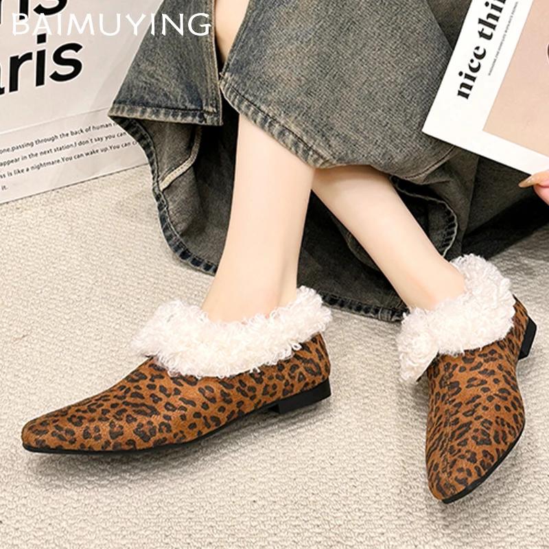 Dámské bavlněné pantofle s kožešinou a čtvercovou špičkou, semišové boty na nízkém podpatku, podzimní boty slingback pro ženy, módní trend 2025, dámské boty