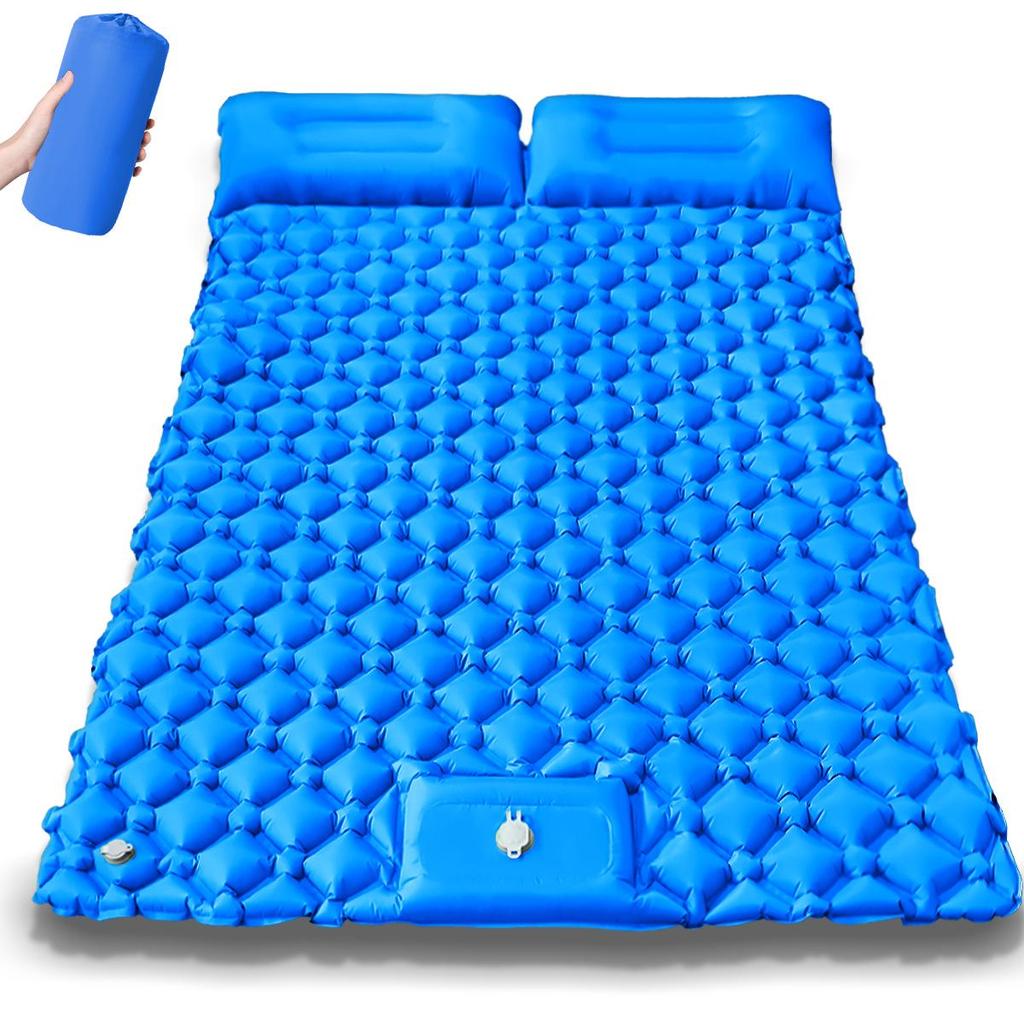 Inflatable TPU Camping Mat with Foot Pump - Portable & Foldable for Outdoor, Beach, or Picnic Use.