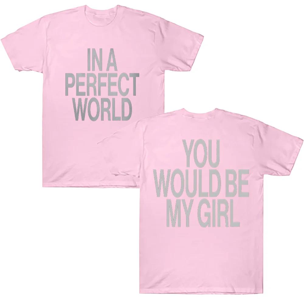 The Kid LAROI Album Merch T-Shirts Perfect World Tee Baumwoll-T-Shirt Unisex-T-Shirt Rundhals Kurzarm Kleidung Ästhetische T-Shirts
