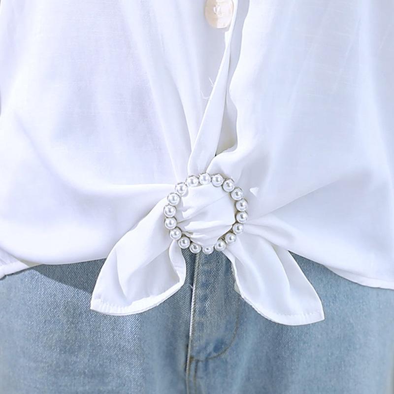 1Pcs Pearl Rhinestone Clothing Corner Knot Buckle Waist Buckle Silk Scarf Clothes T-Shirt Shirt Hem Buckle Luxury Decorative