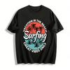 Retro Coconut Tree Surfing Print Casual Short Sleeve T-Shirt Pure Cotton T-shirt