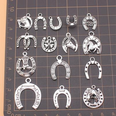 Charms Supplies For Jewelry Lucky Horseshoes Crafts Handmade 15pcs/set