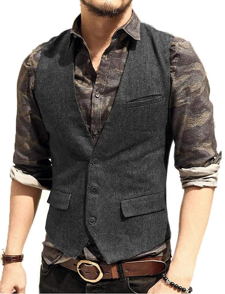 Men's Slim Fit Single-Breasted Casual Vest - Ideal for Groom and Groomsmen