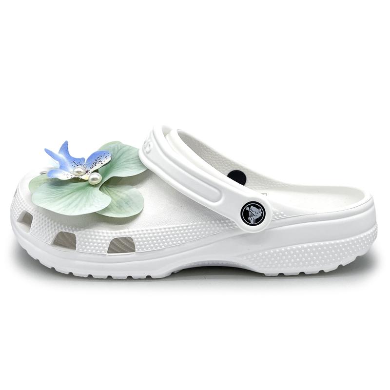 Crocs Classic Clog EIGHT% Jasmine Rain Feminine Elegant Comfortable Hole Shoes Unisex White