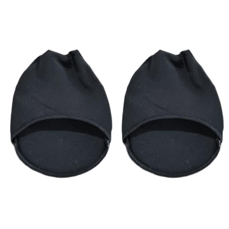 1 Pair Women Sheer Mesh Toe Cover with Padding Non-Skid Bottom Toe Topper Liner Forefoot Pads Cushion Half Socks Insoles