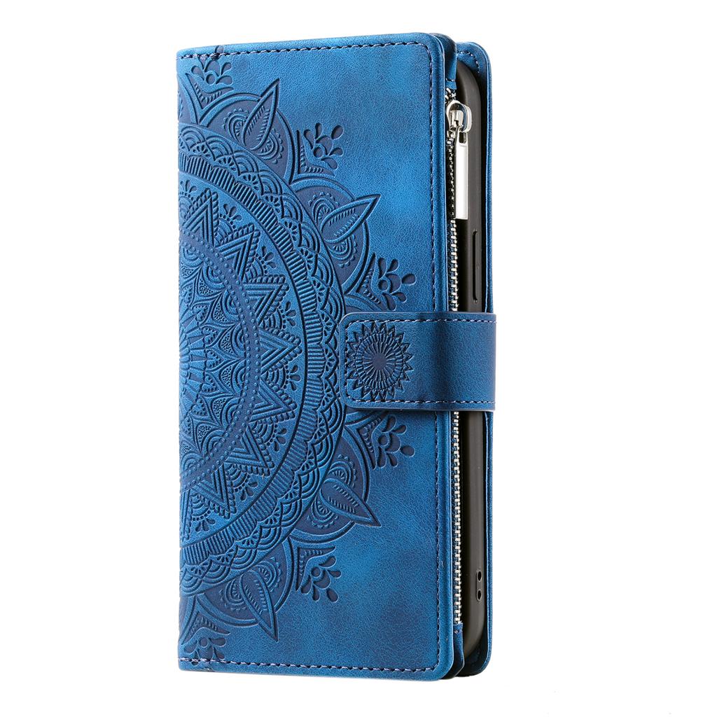 For Samsung Galaxy A07 5G/A07 4G Wallet Case Mandala Flower Pattern PU Leather Phone Cover with Wrist Strap