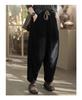 Women's Retro Corduroy Harem Pants - Elastic Waist, Lace-up, Patchwork, Plus Velvet, Thickened for Spring/Autumn