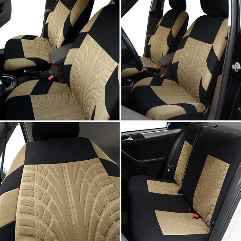 Cars Seat Covers Set Universal with Tire Track Detail Styling Car Seats Protector Universal Fit Most Auto Interior Decoration Accessories