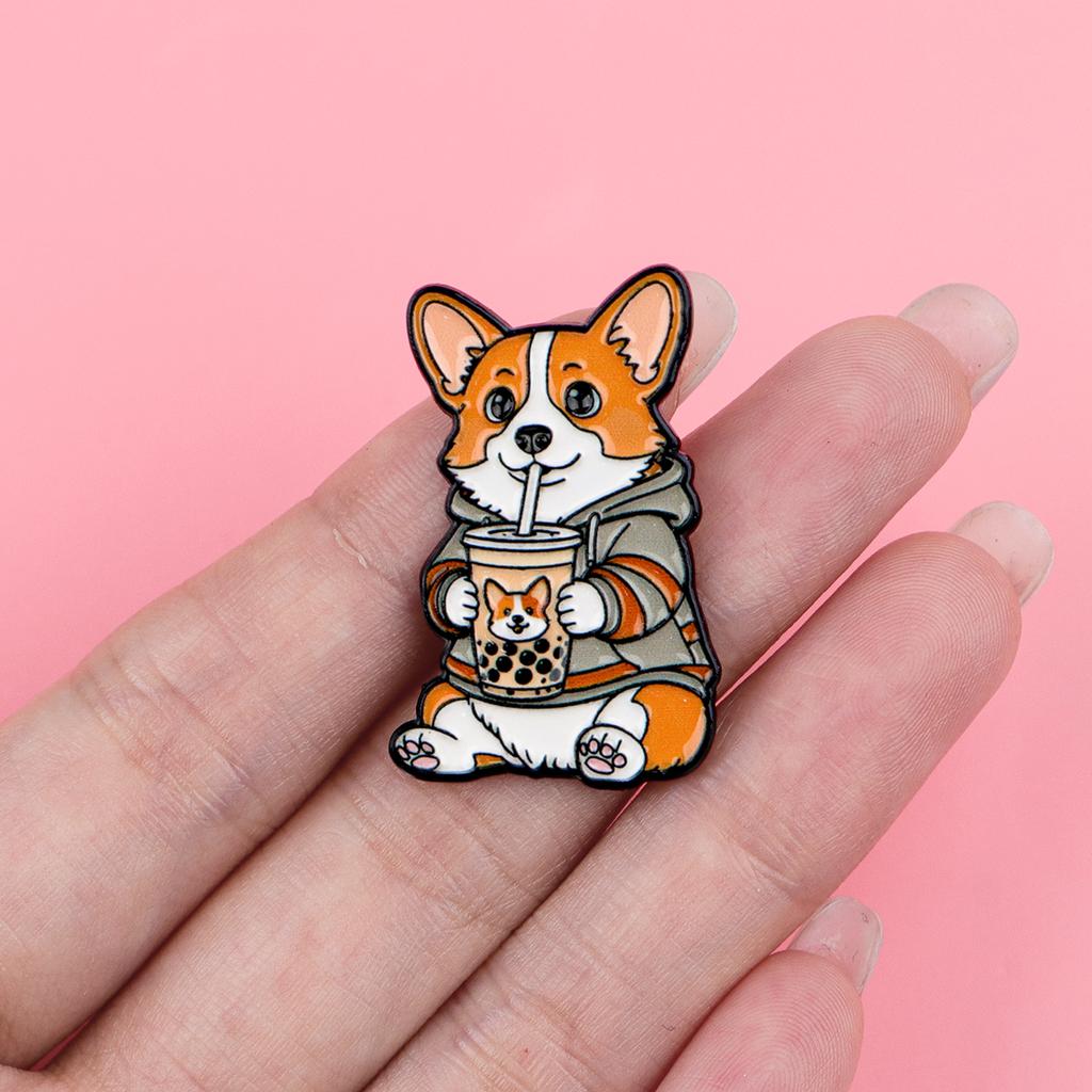 Cute Corgi Enamel Pin Dog Brooch Lapel Pins Badge On Backpack Clothing Accessories Fashion Jewelry Friends Gifts