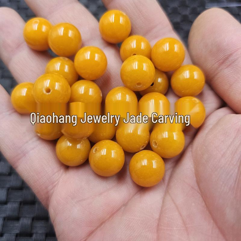 Beeswax Yellow Round Jade Beads: Chicken Fat Yellow Quartzite Bracelet & Necklace Jewelry Accessories 6mm