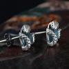 Vintage Silver Color Animal Snake Stud Earrings for Men Women Punk Earrings with Light Blue Stone Personality Jewelry Gifts