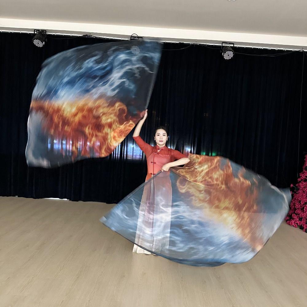 With Telescopic Sticks Rectangle Flags Multicolor Dance Props Dance Performance