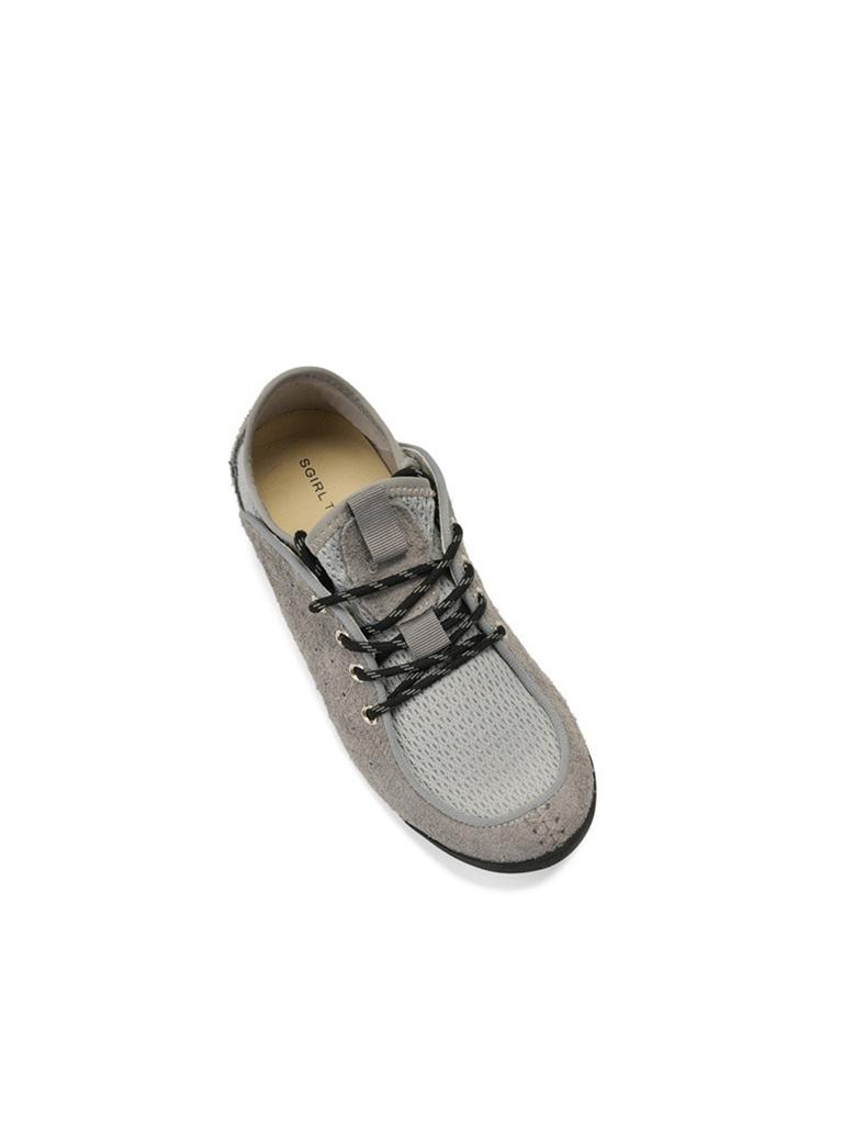 Vintage Suede Mesh Sneakers for Women Breathable Lightweight Casual Lace-Up Shoes with Rubber Sole