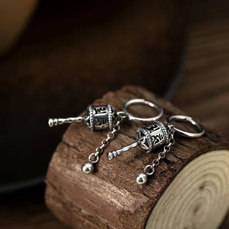

Retro Prayer Wheel Earrings Six-Word Mantra Dangle Earrings For Women Spiritual Chakras Jewelry Good Luck Gift one size