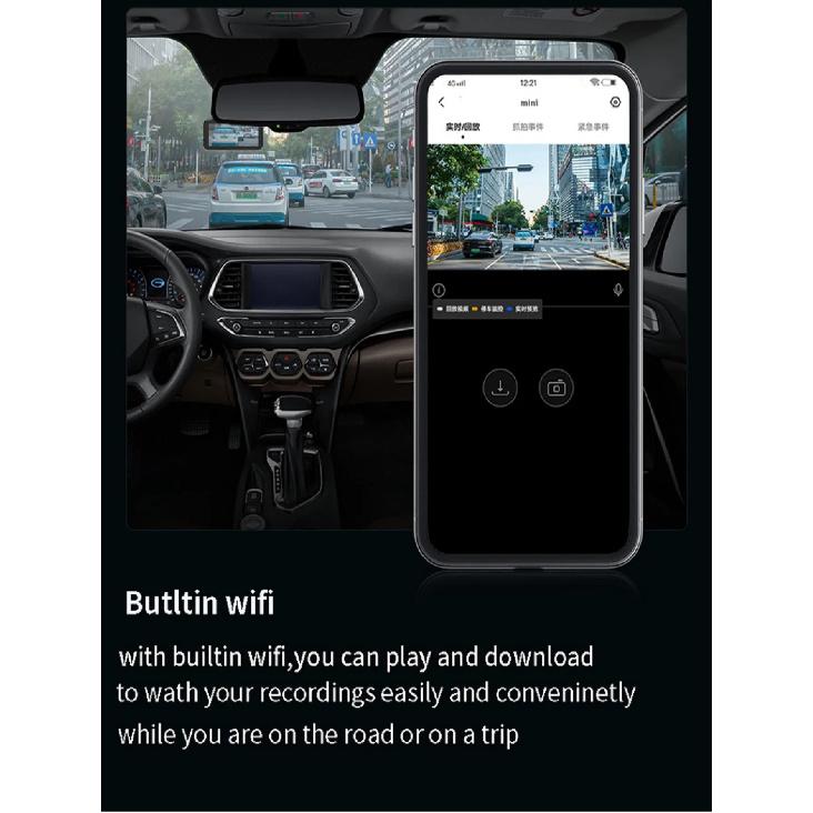 2.5K+1080P 3.39inch Dash Cam Camera  App WiFi 24h Parking Monitor Night Vision Dvr Front and Rear Video Registrator