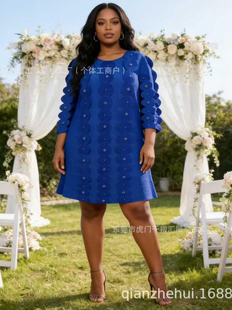 

Miyake Pleated Plus-Size Dress - Casual, Solid Color, Bead-Embellished, Loose Fit, Elastic Pink 99585
