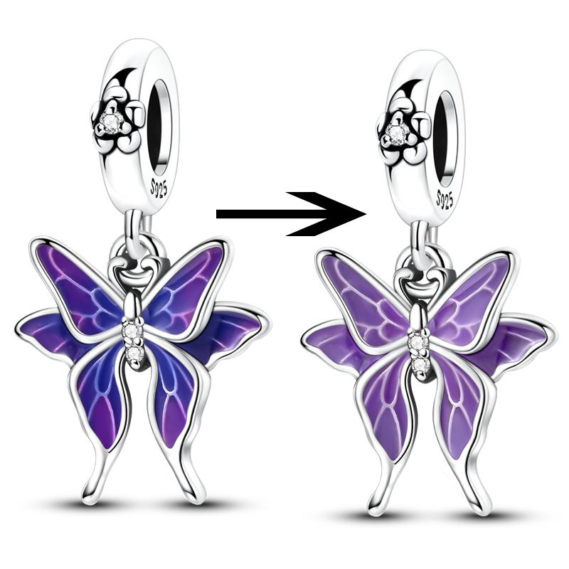 Original Copper Charms Bead Cz Zircon Butterfly Apple Cross Dangle Fit Bracelet Diy Woman Jewelry Gift For Friend