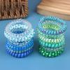 6Pcs Vibrant Playful Gradient Color Phone Line For Girls High Elasticity Headband Tied Bun Hair Loop Rubber Band Headband