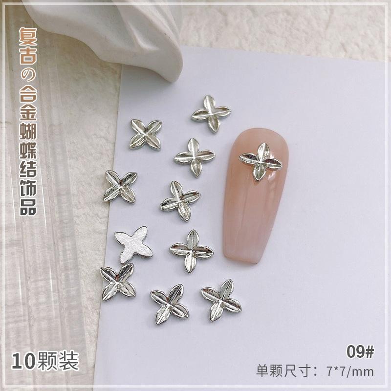 

10 шт. сплава бант для ногтей подвески украшения 3D роскошные серебряные золотые банты в форме ювелирных изделий DIY маникюр дизайн принадлежности 09#