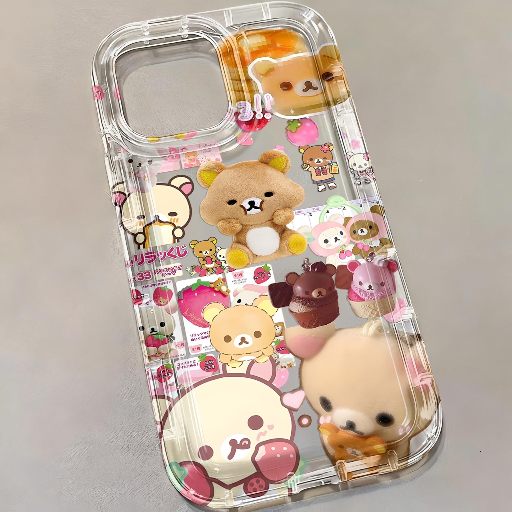 

Phone Case for iPhone 17 16e 16 15 14 13 12 11 Pro Max 7 8 Plus X XR XSMax Airbag Anti Fall Clear Cover Cartoon R-Rilakkumas iPhone 11