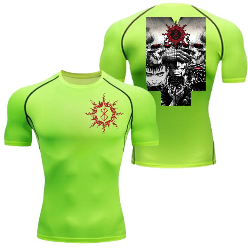 Comfortable Fitness T-shirt Men Guts Griffith Graphic Breathable Slim Fit Top Summer Gym Jogging Training Elastic Fitness Suit