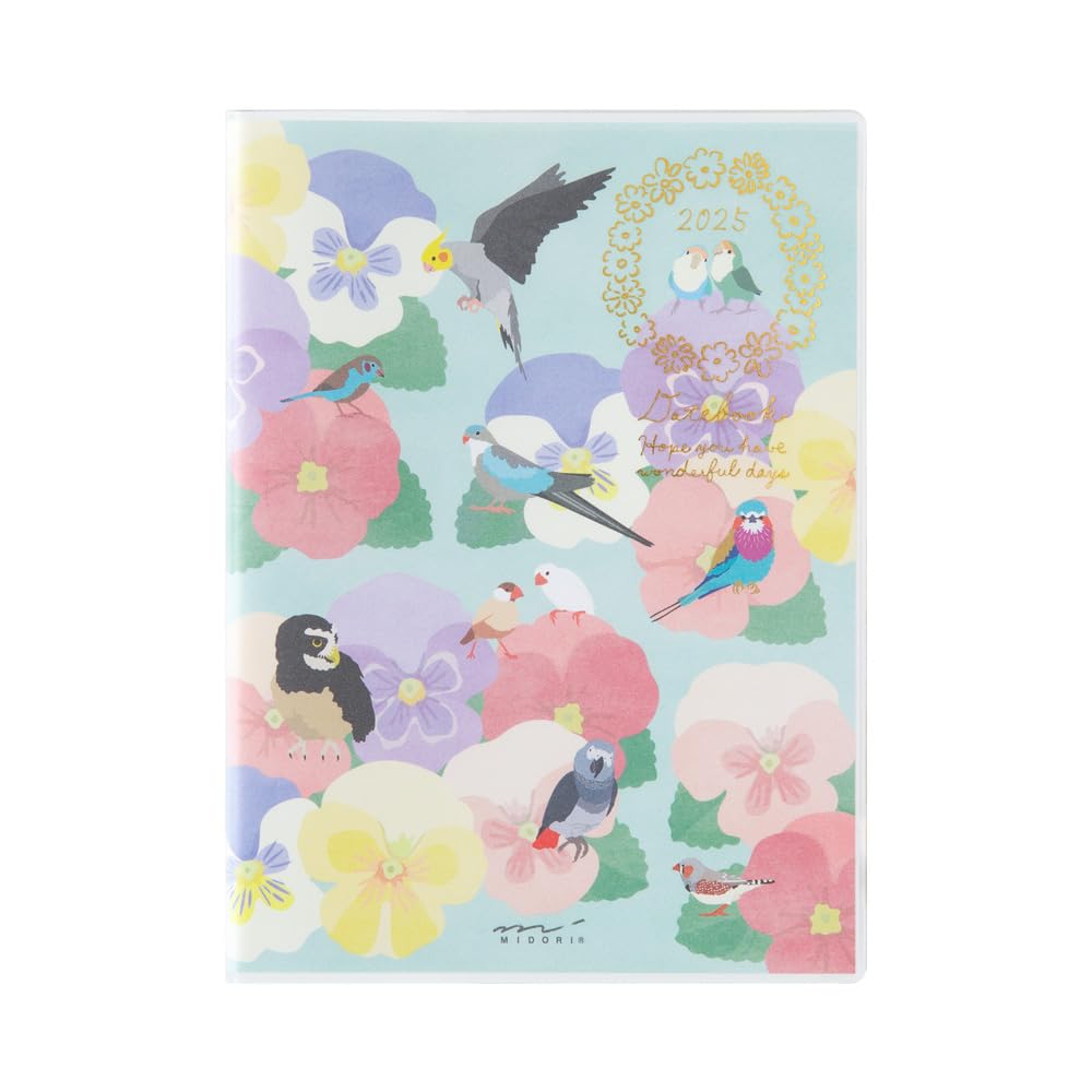 Midori Pocket Bird 22305006 January Diary, 2025, A6, Weekly, Pattern, (Starts 2025)