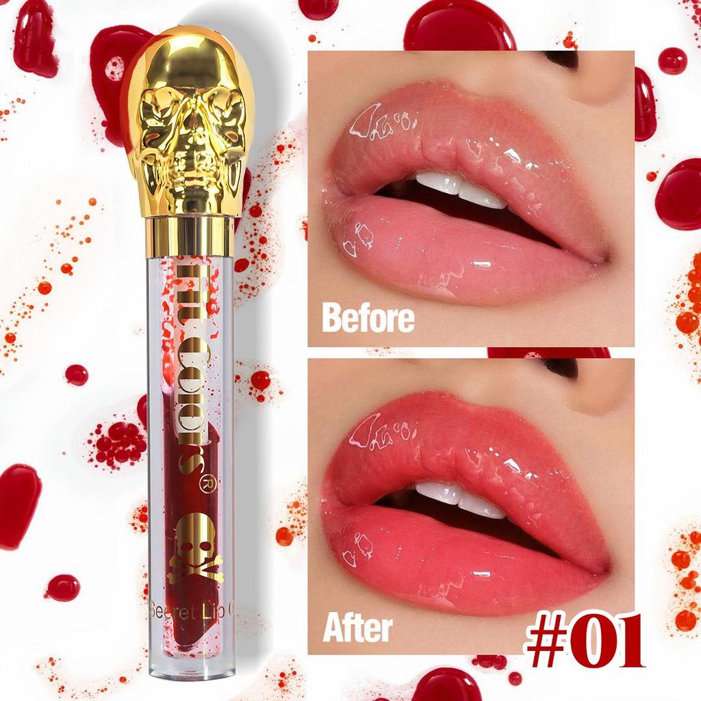 Vampire Lip Glaze Halloween Skull Mirror Moisturizing Lip Oil Lip Gloss Liquid Lipstick