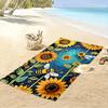 Sunflowers and Bees with Mosaic Pattern - Beach towel quick-drying for travel outdoor sports jogging beach and swimming