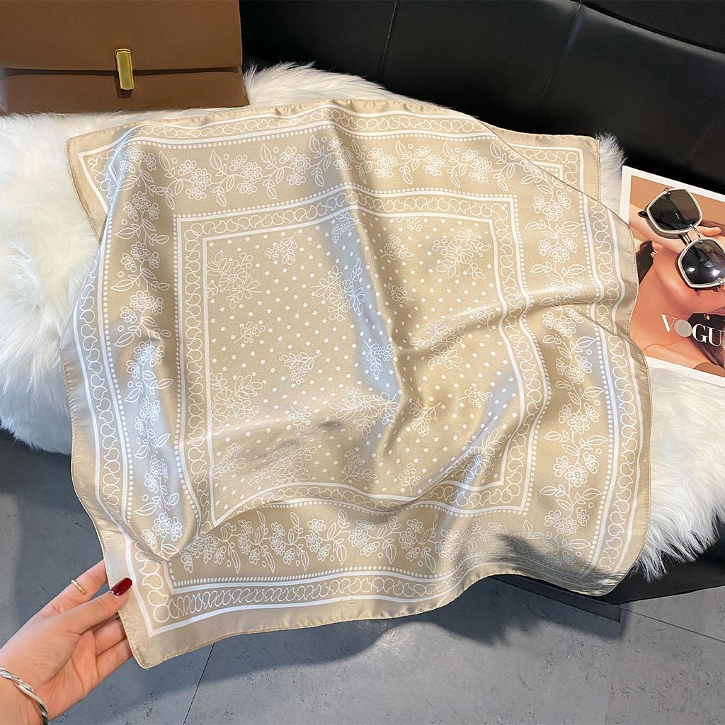 Women Luxury Print Silk Square Scarf Spring Neck Tie Shawl Hijab Wraps Female 70cm Hair Hand Wrist Headkercheif Bandana