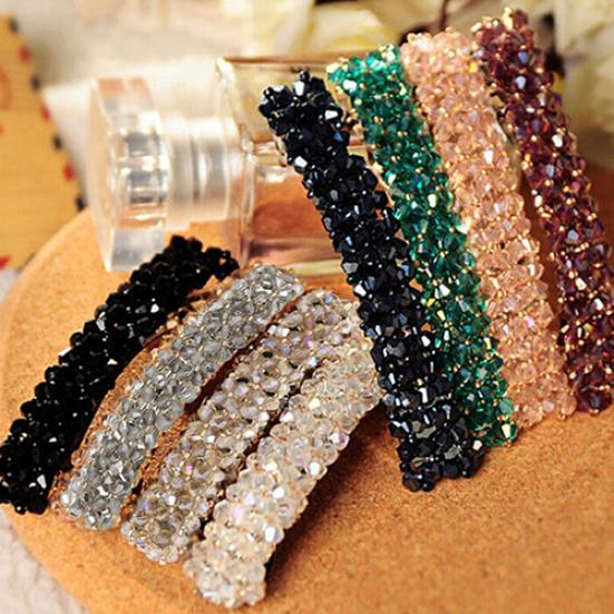 Women's Fashion Bling Headwear Handmade Full Crystal Hair Clip Barrette Hairpin