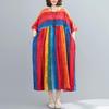 Baumwolle Vintage Streifen Plus Größe Frauen kausal lose lange Sommer Kleid elegante Kleidung 2020 Damen Kleider Sommerkleid