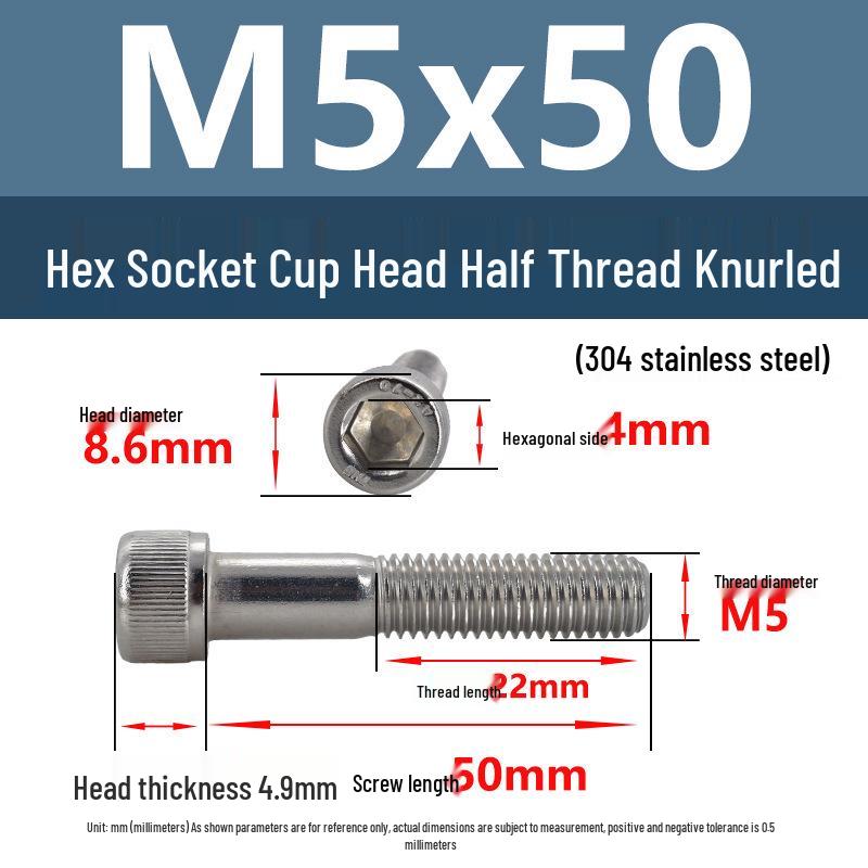 304 Stainless Steel Hex Socket Screws M4-M20, Cylindrical Head, Partial Thread Bolts