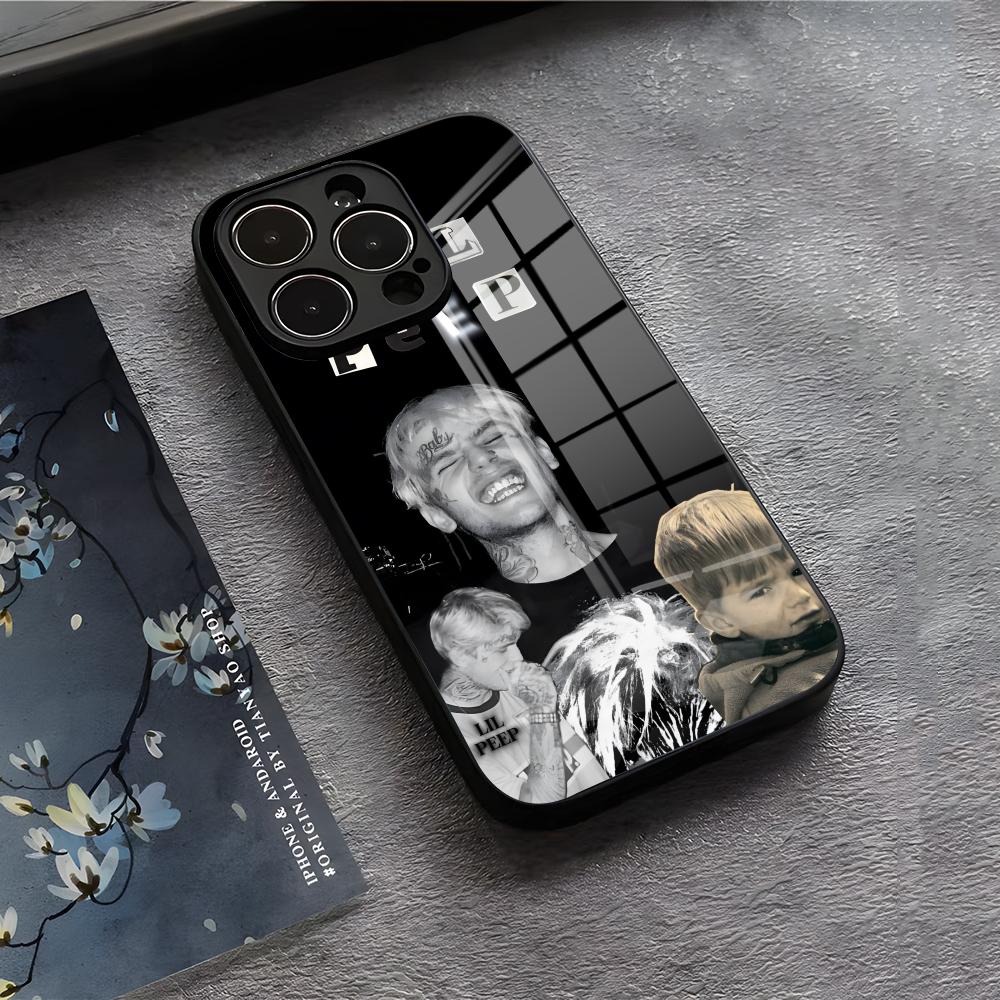 L-Lil Peep Anime Phone Case For IPhone 17 Air 16 E Pro Max 15 14 13 Mini 12 Pro 11 Max Plus Black Glass Cover