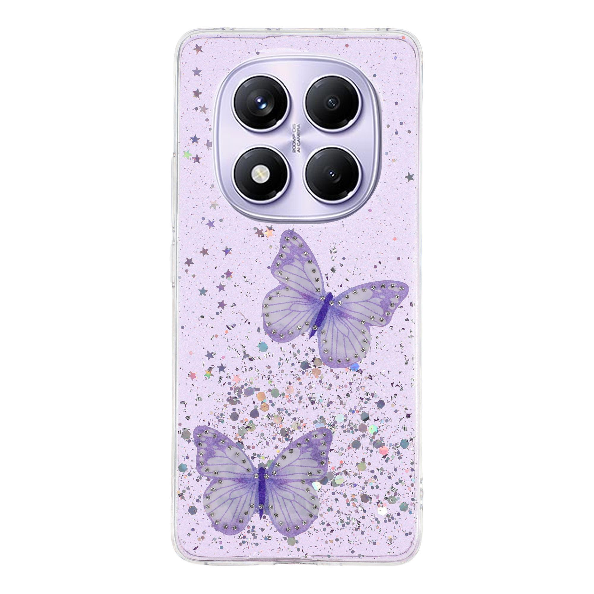

For Xiaomi Redmi Note 14 Pro 4G Case Epoxy PVC Butterfly TPU Aesthetics Phone Cover Purple