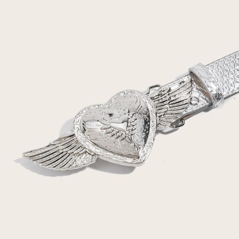 Elegant Heart Wing Buckle Belt for Lady Casual Wear Belt for Jeans Pants Eye Catching Waistband Fashion Accessories