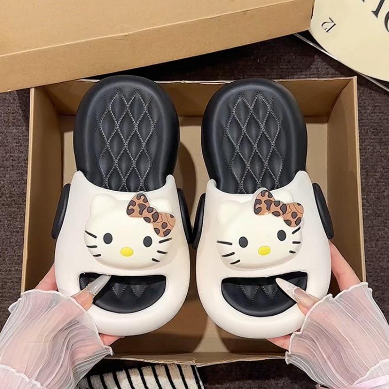 

Women s Summer Cartoon Leopard Cat Non-Slip Slippers: Thick Sole for Indoor & Outdoor Wear 40-41 size down, fits 39/40