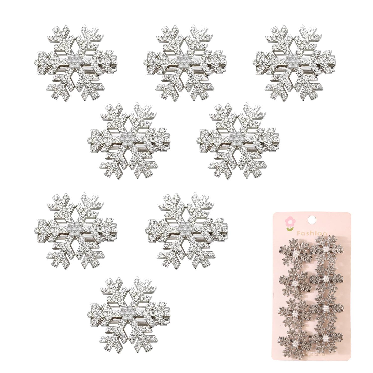 

Супер Вспышка Высококлассная Заколка для волос в виде рождественской снежинки с бриллиантами, Металлическая заколка для челки, Аксессуары для волос 5PCS серебряный