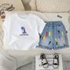Jungen Sommer Dinosaurier Print Kinder Kurzarm Set Modisches und Vielseitiges Jungen Baby Sommer Zweiteiler