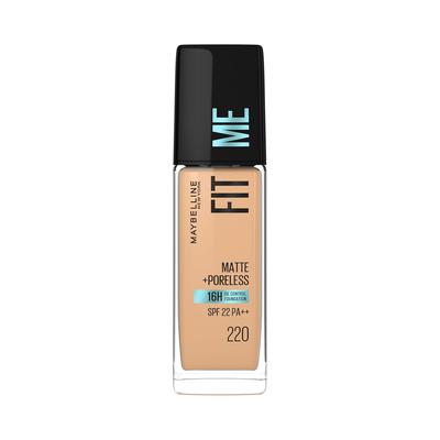 New York Fit Me Matte Poreless Liquid Foundation 220 SPF 22 Natural Beige 30ml Oil Control Medium Coverage Lightweight Makeup