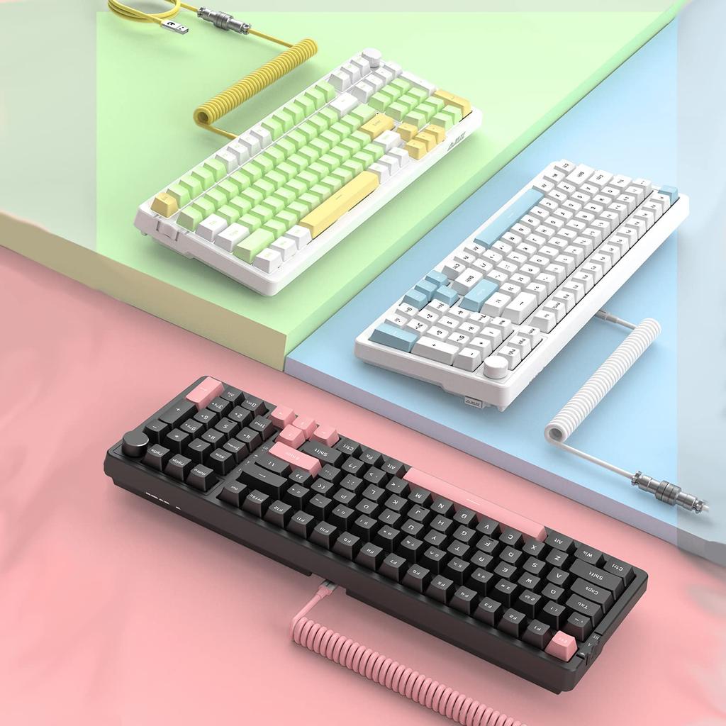 A.JAZZ AK992 Mechanical Gaming Keyboard, BT5.0Wireless 2.4GhzWired Type-C, Side Slide Switches, Red Switches, 99 Anti-Ghosting Keys, Hot-Plug Design,