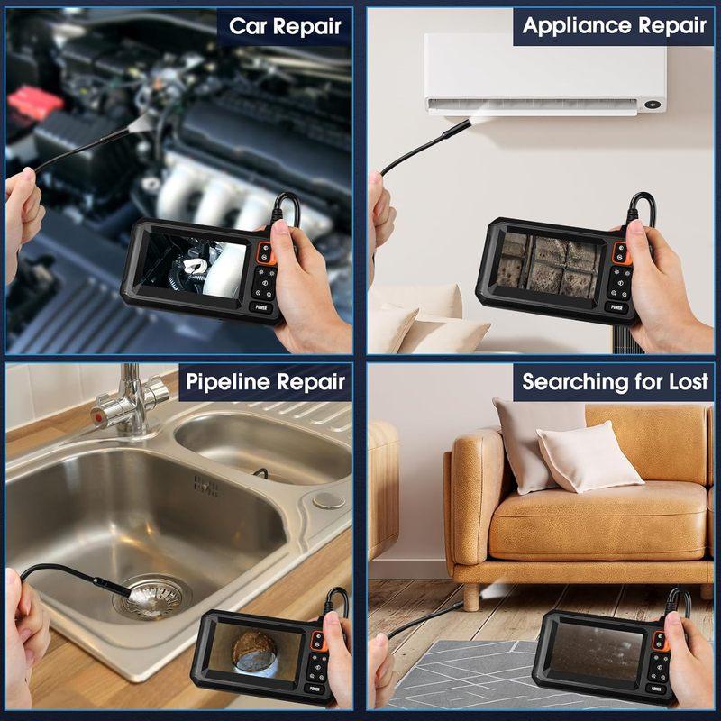 Industrielle Endoskopkamera 4,3-Zoll-IPS-Bildschirm 8mm HD1080P IP67 Wasserdicht 8 LED-Licht Inspektions-Boreskop für Rohr Autoreparatur