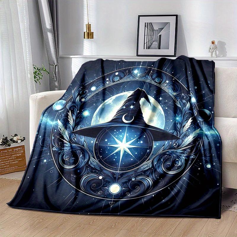 1pc Wizard's Hat A Mystical Celestial Emblem Blanket Seasonal Universal Home Decorative, Living Room, Travel, Camping, Car Blankets