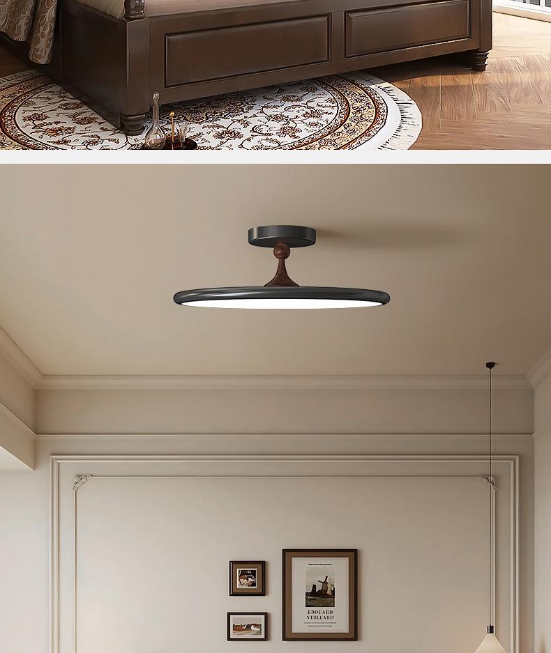 Minimalist Walnut Wood Grain Bedroom Ceiling Light for Dining, Study, and Kids' Rooms - Simple and Stylish Design