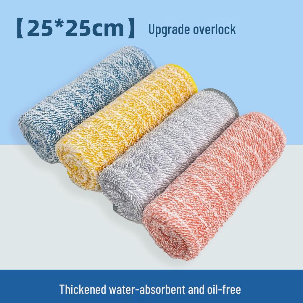 Japanese Style Bamboo Charcoal Kitchen Dishcloth - Coral Fleece, Water Absorbent, Stain & Oil Removal Cleaning Pad
