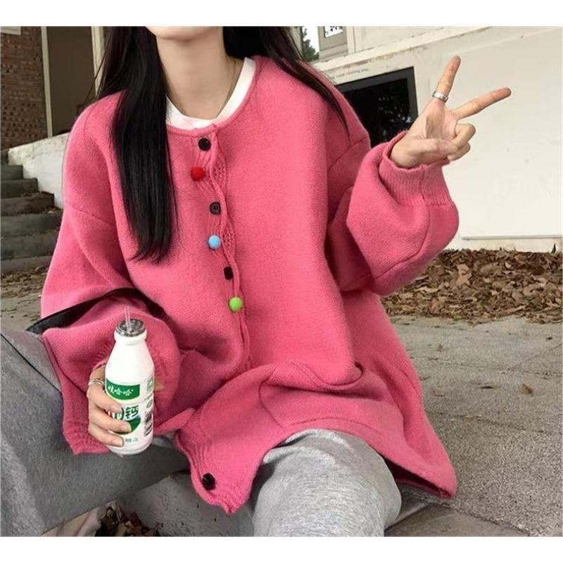 Cardigan lavorato a maglia taglia grande Autunno e Inverno Nuovo Retro Giacca maglione larga
