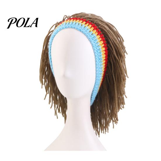 Perückenmütze, Hohe Elastizität Gestrickte Wolle Handgehäkelt Lustige Mütze, Dreads-Design Wollene Perückenkappe für Party Halloween Tägliches Tragen