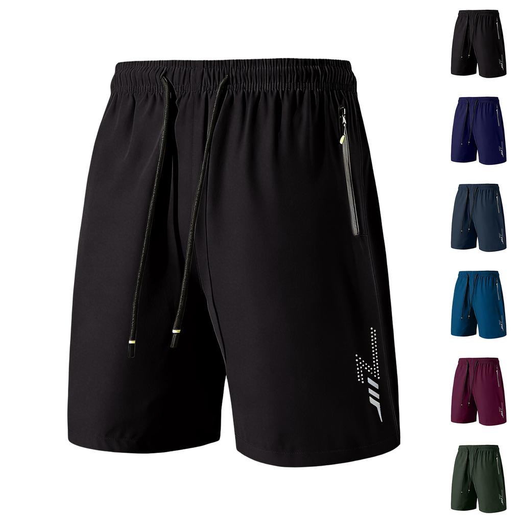 Men’s Lightweight Athletic Shorts with Elastic Waistband Drawstring and Zipper Pocket for Sports Workout Running Training