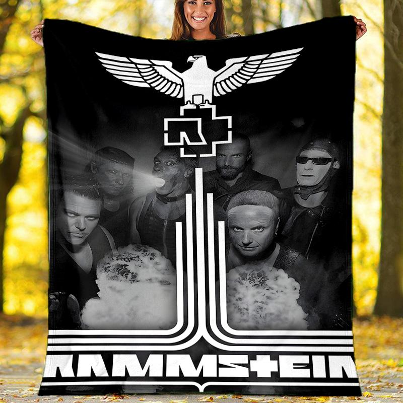 1pc Rammstein3 Theme Blanket - Digital Print, Polyester, Cozy for All Seasons, Perfect for Outdoor, Camping, and Travel