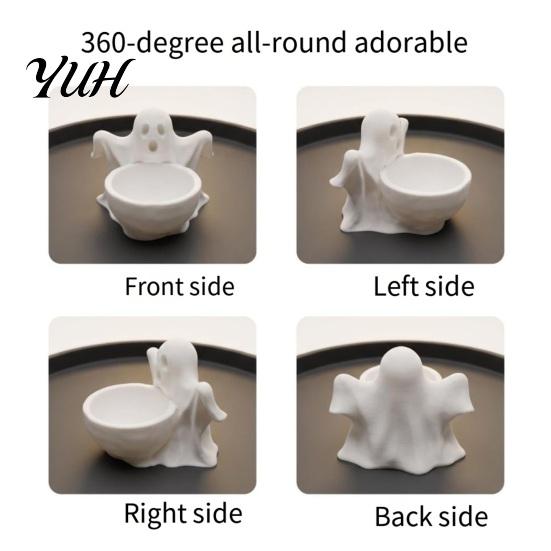 Ghost Theme Room Accents 3D Printed Storage Ornament, Cute Candy Bowl, Halloween Desktop Decorative Figurine Jewelry Holder, Creative Desk Organizer